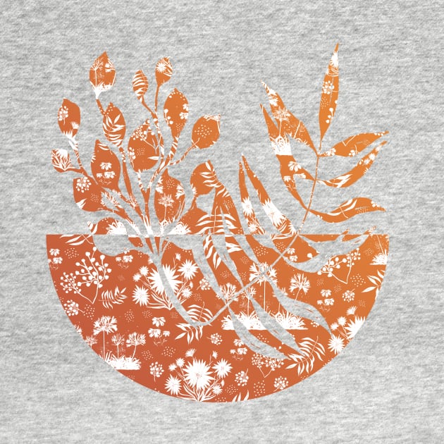 Orange and White Wild Flowers Pattern by cesartorresart